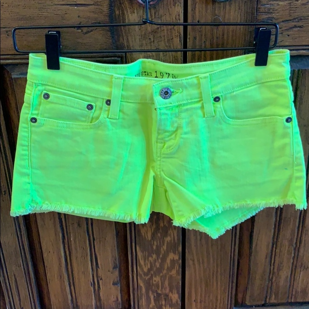 big star 1974 jean shorts lime green distressed